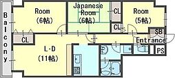 レスカーラ緑地公園 3LDKの間取図画像