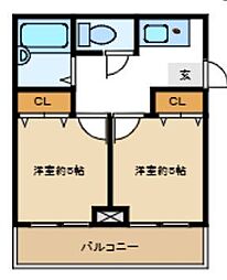 ミングル豊新セリオ 2Kの間取図画像