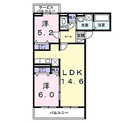 万博ハイステージ 2LDKの間取図画像