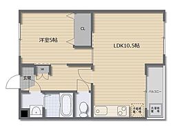 田村マンション 1LDKの間取図画像