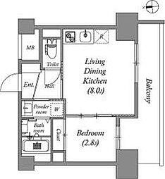 アドバンス江坂ラシュレ 1LDKの間取図画像