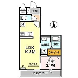 ワンモア・オッツ 1LDKの間取図画像