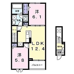 高槻堤町イースト 2LDKの間取図画像