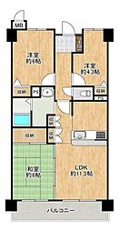 サンライズマンション岩出3 3LDKの間取図画像