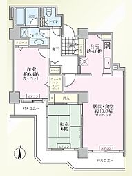 パークシティ新川崎　西三番街D棟 2LDKの間取り