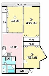 ロイヤルマンション野嵩 3DKの間取図画像