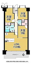 エンブレイス姫路下寺町 3LDKの間取図画像