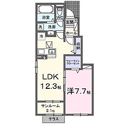 プラム　I 1階1LDKの間取り