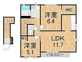 ウェアー法隆寺B棟  ｜ 奈良県生駒郡斑鳩町興留６丁目（賃貸アパート2LDK・2階・61.91㎡） その2