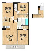 ルミエールかみや  ｜ 奈良県生駒郡斑鳩町東福寺１丁目（賃貸アパート3LDK・2階・69.15㎡） その2