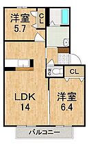 エトワールC  ｜ 奈良県生駒郡斑鳩町東福寺１丁目（賃貸アパート2LDK・2階・57.07㎡） その2