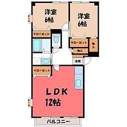 クローバーヒルズB 3DKの間取図画像