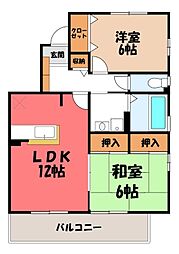 パティオC 2LDKの間取図画像