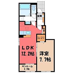 ロゼア2 1LDKの間取図画像