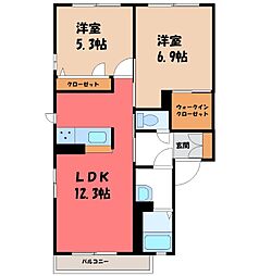 ルポゼA 2LDKの間取図画像