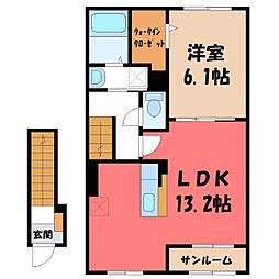 グリーンパークK&K 1LDKの間取図画像