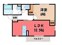 クレール西原 1LDKの間取図画像