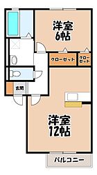 シャルムコートD 1LDKの間取図画像