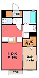 セリジェ越名D 1SKの間取図画像