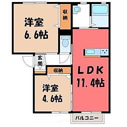 ヴィラ・プロスパーC 2LDKの間取図画像