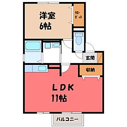 ヴィルセーヌB 1LDKの間取図画像