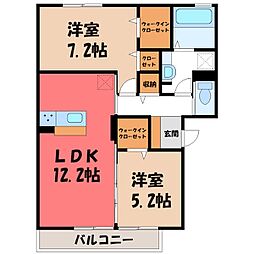 カーサグランデ 2LDKの間取図画像