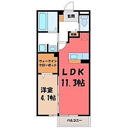 リュミエール太田 1LDKの間取図画像
