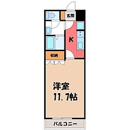アールヴェイラA 1Kの間取図画像