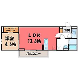 太田市下小林町アパート 1LDKの間取図画像
