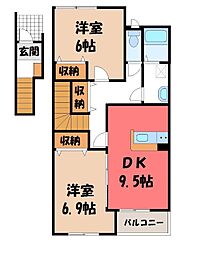 リーフ 2DKの間取図画像