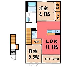 リヴィエール 2LDKの間取図画像