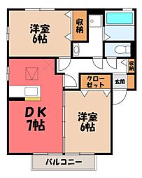 アークパルB 2DKの間取図画像
