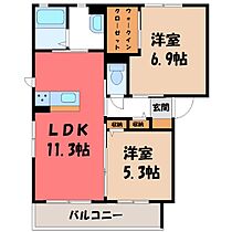 群馬県太田市下浜田町（賃貸アパート2LDK・2階・54.07㎡） その2