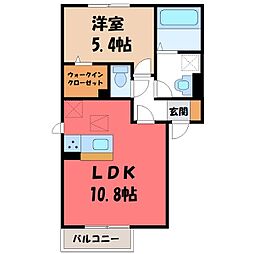 ソレアード 1階1LDKの間取り