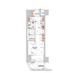 JR総武線 亀戸駅 徒歩3分の賃貸マンション 5階1Kの間取り