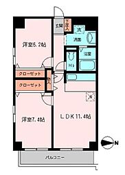 ドゥエル木場公園 8階2LDKの間取り