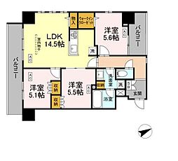 東京メトロ東西線 葛西駅 徒歩6分の賃貸マンション 3階3LDKの間取り