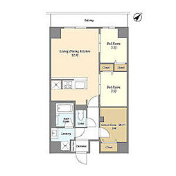 東京メトロ東西線 西葛西駅 徒歩12分の賃貸マンション 5階2SLDKの間取り