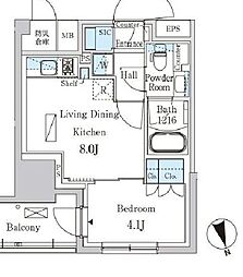 東京メトロ東西線 浦安駅 徒歩2分の賃貸マンション 7階1LDKの間取り