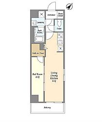 東京メトロ東西線 西葛西駅 徒歩12分の賃貸マンション 6階1LDKの間取り