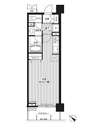 都営大江戸線 月島駅 徒歩5分の賃貸マンション 6階ワンルームの間取り
