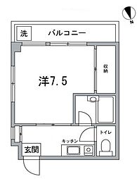 都営新宿線 菊川駅 徒歩4分の賃貸マンション 4階1Kの間取り