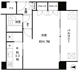 東京メトロ半蔵門線 水天宮前駅 徒歩5分の賃貸マンション 11階ワンルームの間取り