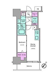 アーバネックス日本橋茅場町 1DKの間取図画像