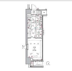 都営大江戸線 月島駅 徒歩3分の賃貸マンション 5階1Kの間取り