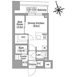 コンフォリア・リヴ八丁堀 1DKの間取図画像