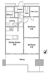 プラザタワー勝どき 2DKの間取図画像