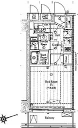プレール・ドゥーク門前仲町2 1Kの間取図画像