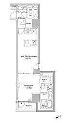 ザ・パークハビオ日本橋茅場町 1LDKの間取図画像