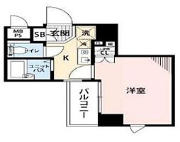 メインステージ日本橋箱崎2 1Kの間取図画像